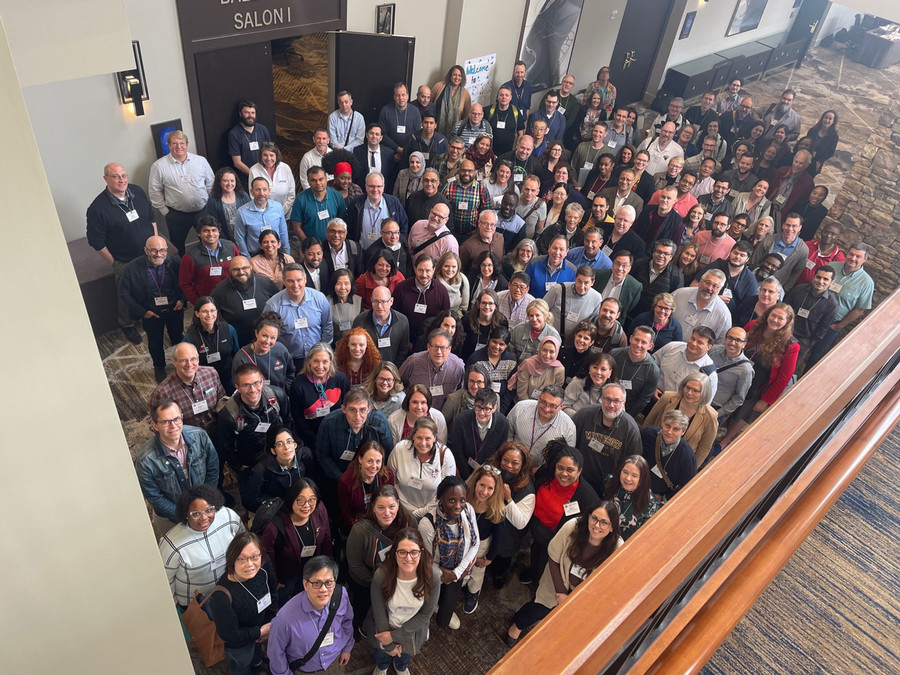 aerial shot of a group of people